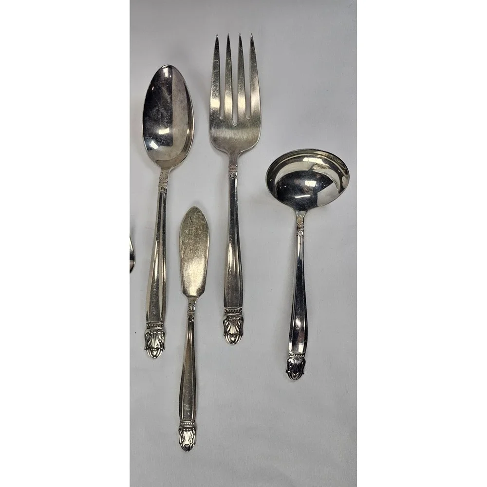 Holmes & Edwards Danish Princess IS Silverplate 8 Pc Mixed Flatware Serving Lot